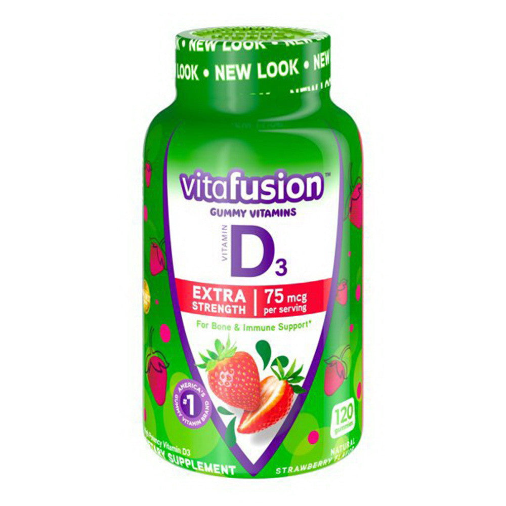Vitafusion Extra Strength D3 Gummies Natural Strawberry 120 Ea